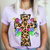Hand Painted Leopard Cross